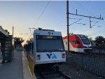 VTA Light Rail and Caltrain in one image at Mountain View Station 